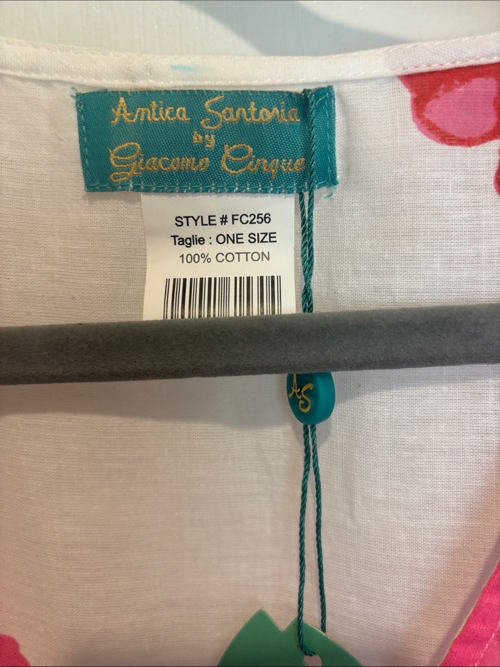 ANTICA SARTORIA RED PINK BLUE WHITE COTTON FLORAL TOP/DRESS ONE SIZE - Picture 4 of 10